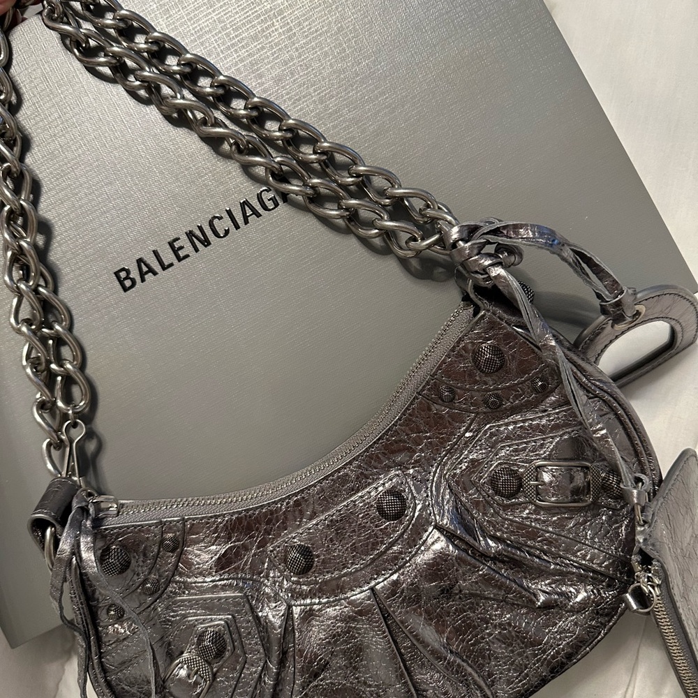 Balenciaga Le Cagole XS Metallic Silver Bag